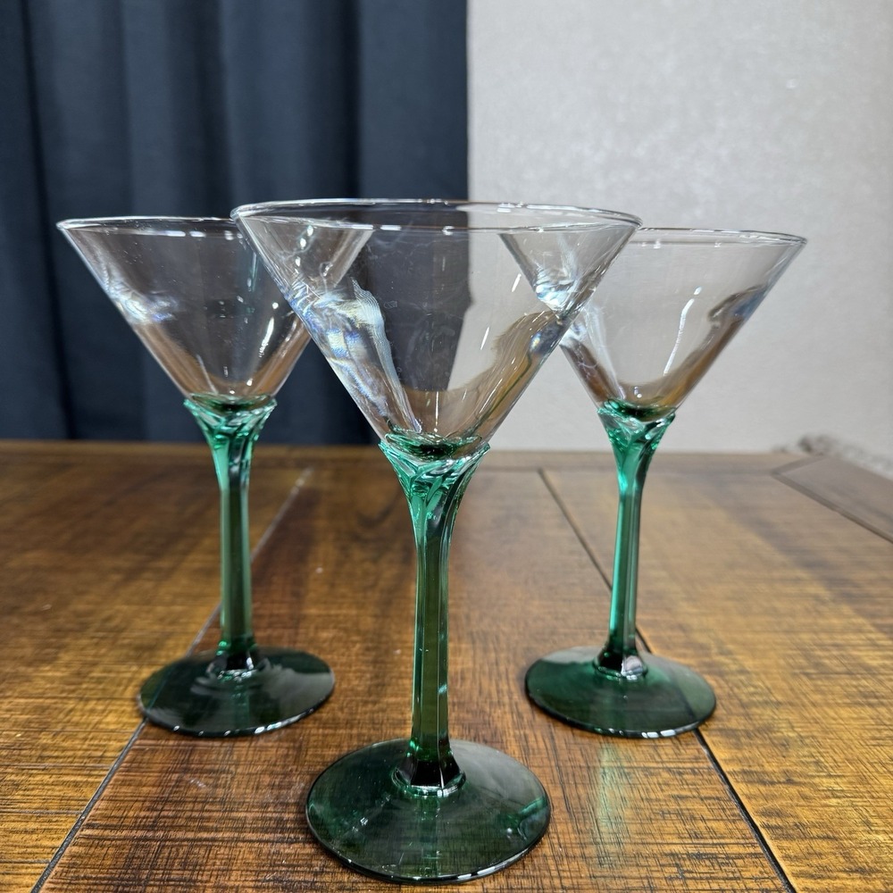 Set of 3 Libbey Juniper DOMAINE Martini Glasses 🍸 Petal Stem MINT COND.